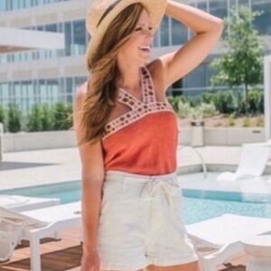 Madewell Top Womens‎ XS Embroidered Halter Bohemian Beach Tropical Festival NWT